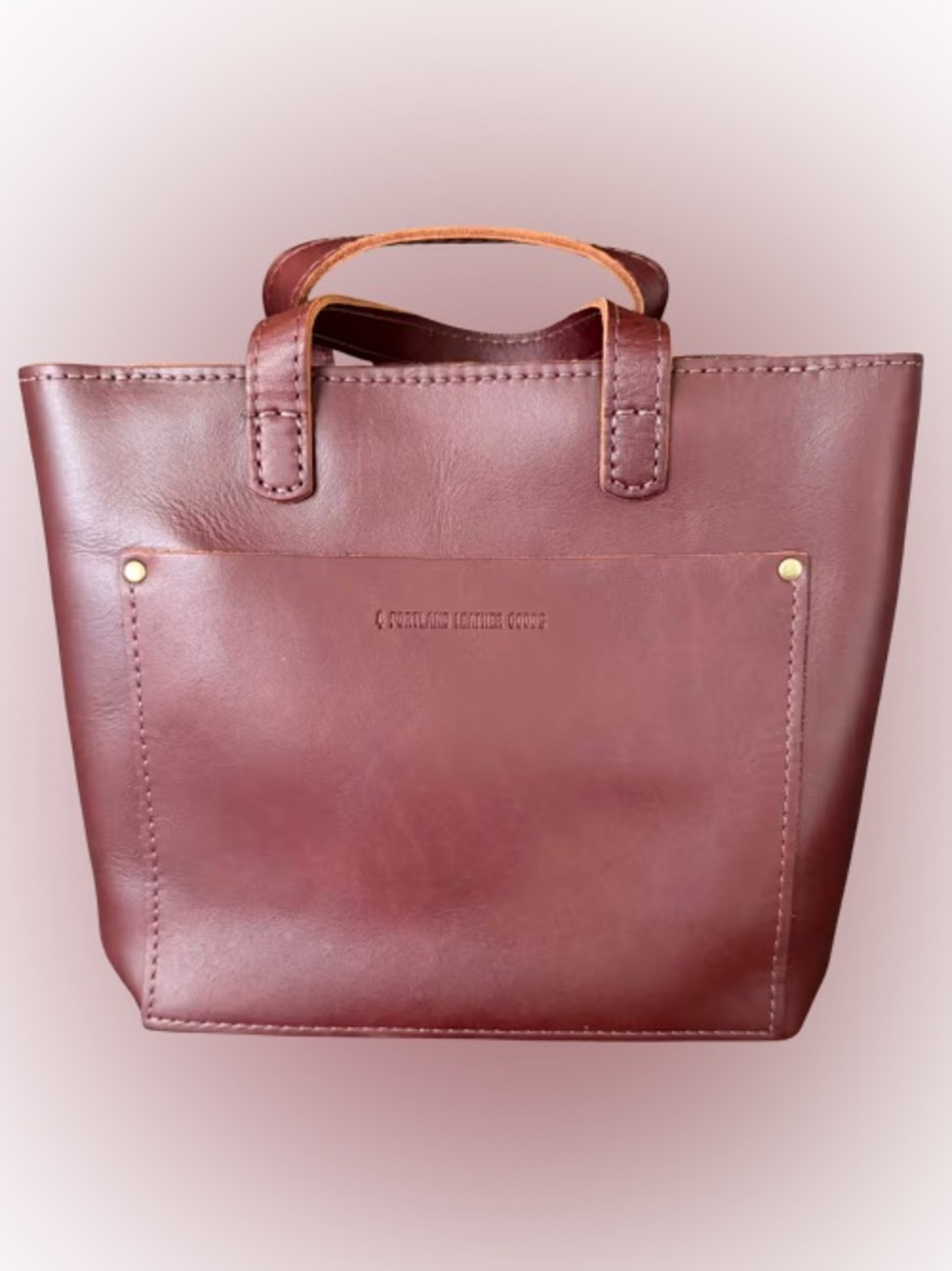 Portland Leather Mini Crossbody Tote Bag Zipper Cognac New